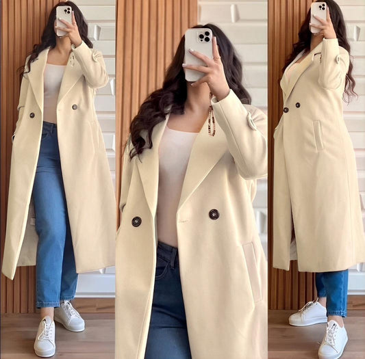 Stylish Blue Fleece Trench Coat - 1 Pc for Women's Fashion