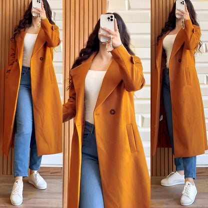 Stylish Blue Fleece Trench Coat - 1 Pc for Women's Fashion