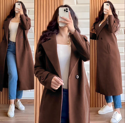 Stylish Blue Fleece Trench Coat - 1 Pc for Women's Fashion