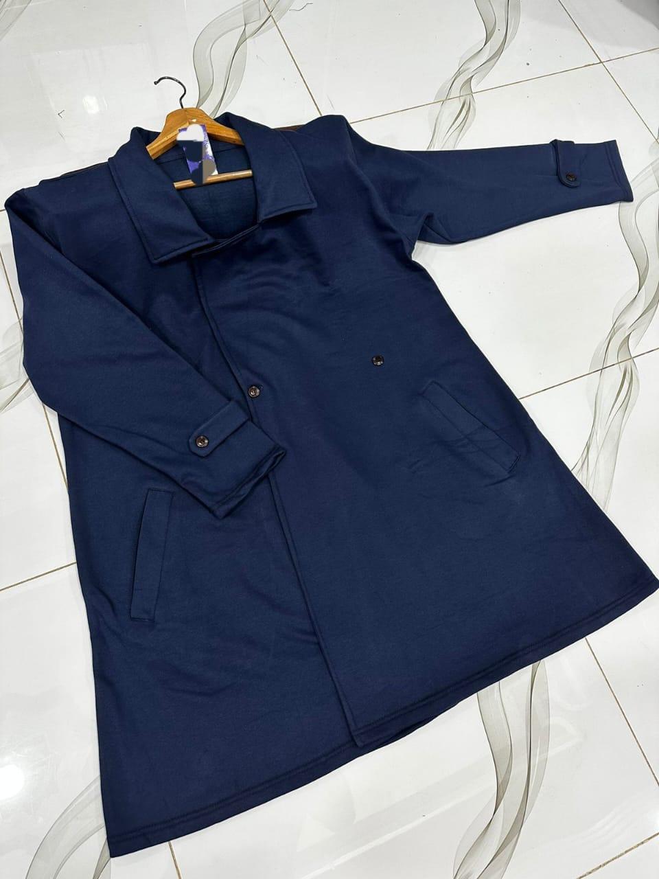 Stylish Blue Fleece Trench Coat - 1 Pc for Women's Fashion